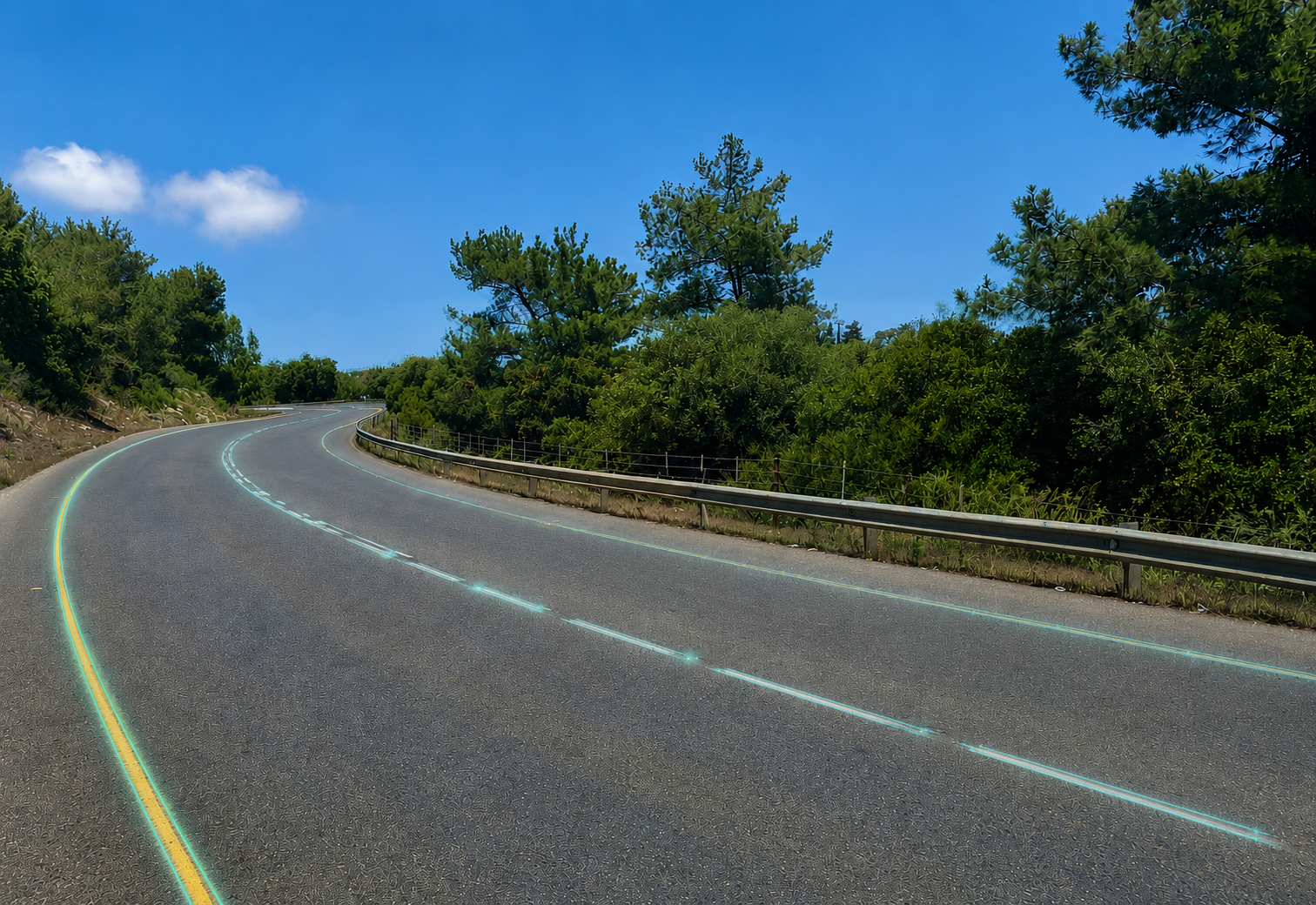 Road lane geometry with subtle computer vision overlay